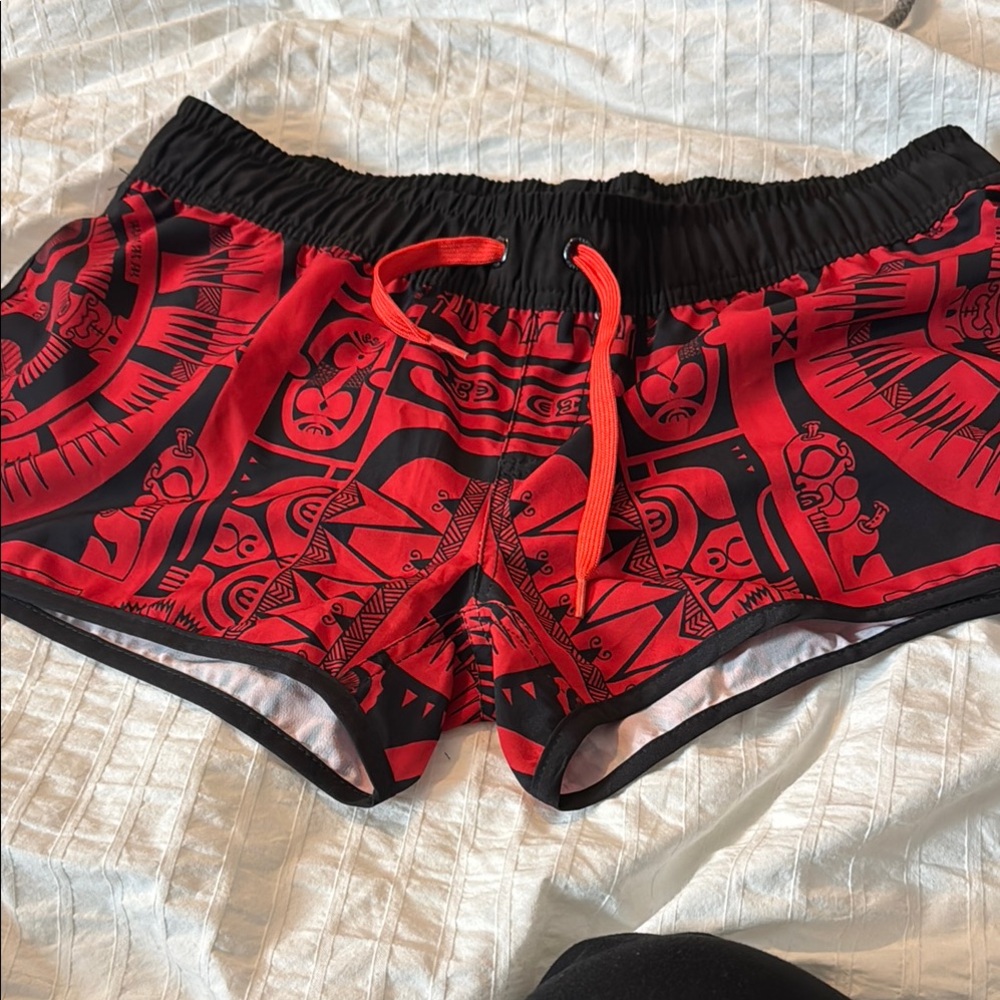 Stylish Red and Black Women's Shorts